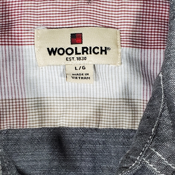WOOLRICH FOSSIL GREY CLASSIC DENIM SHORT SLEEVE THICK STITCH BUTTON UP - Picture 2 of 5
